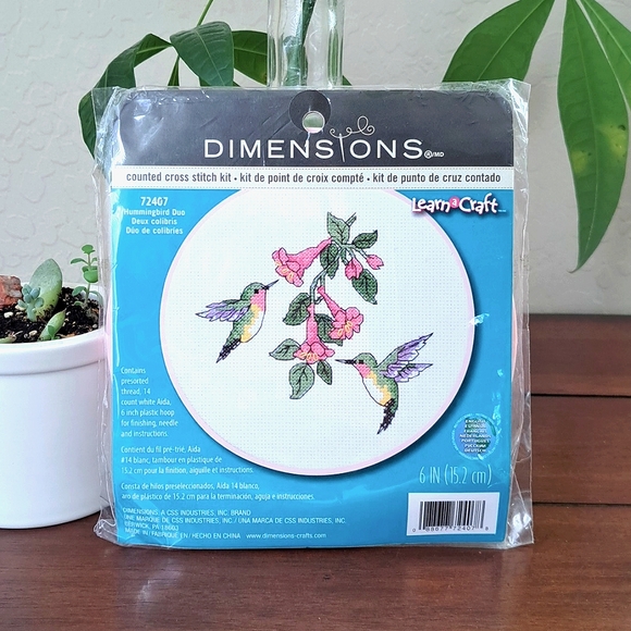 New Dimensions Learn a Craft - Hummingbird Duo Counted Cross Stitch Kit 6 inch - Picture 1 of 9